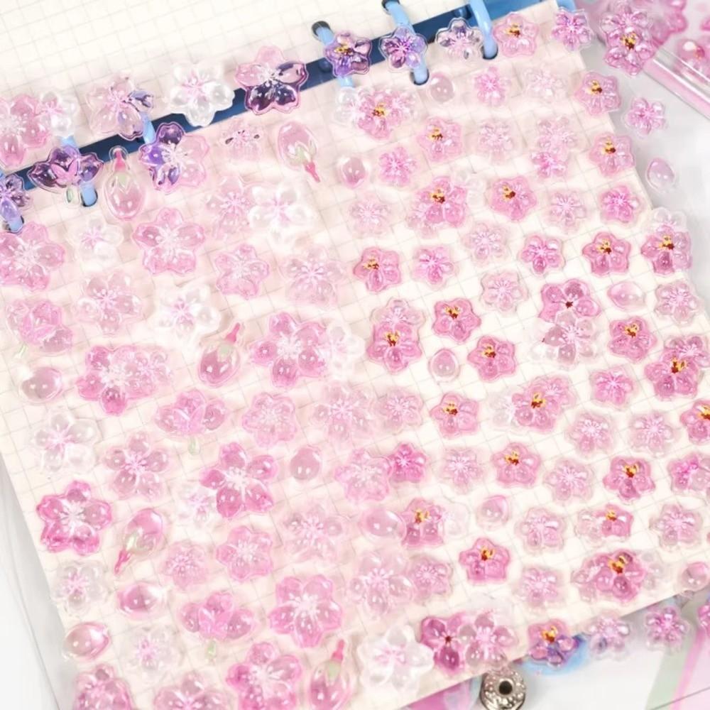 Solid Crystal Cherry Blossom Petal Stickers Decals Toy Drop 3D Relief Stickers Scrapbooking