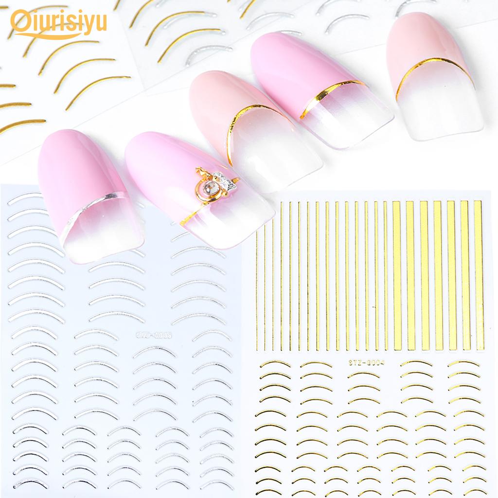 Gold Colour Geometry Shapes Nail Art Sticker