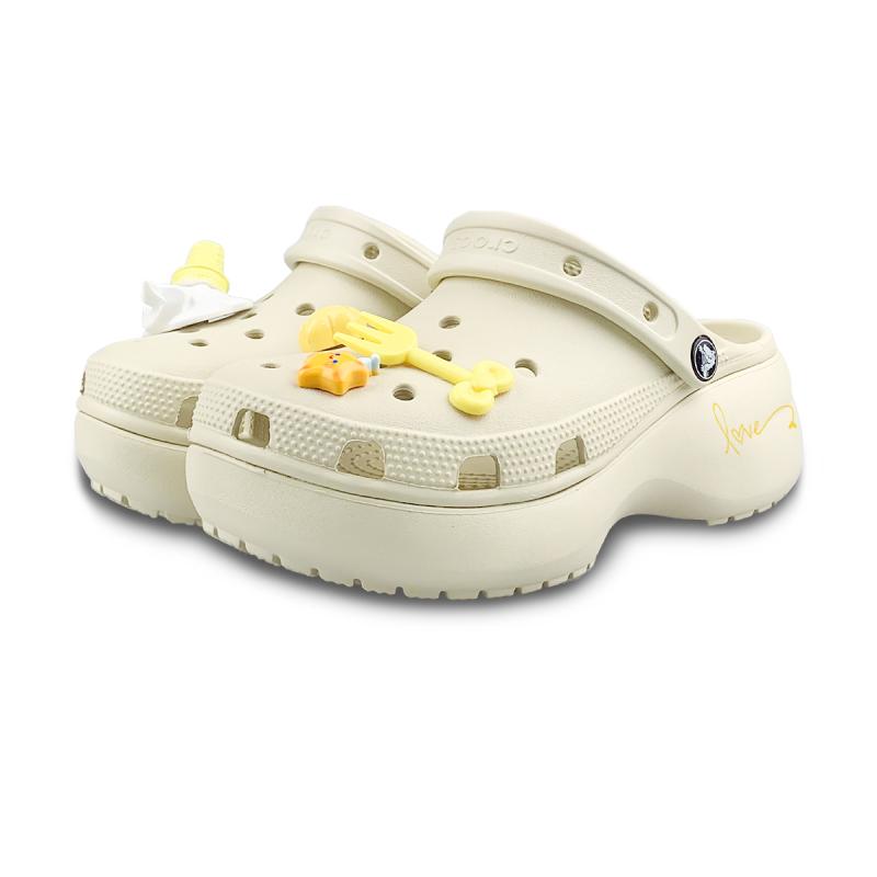 Crocs Классические сабо на платформе MM Dream Builder Melt Ice Cream Летние расписанные вручную забавные дырявые туфли женские белые