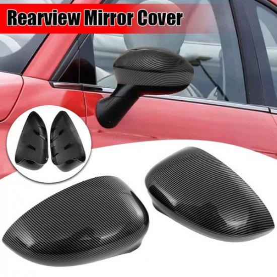 Door Wing Mirror Cover Cap Case Fits For 2007-2020 Fiat 500 Punto Carbon Style