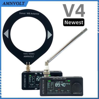 Радио AMNVOLT V4 ATS MINI с усилителем для наушников, полнодиапазонное DSP-радио, 1,9-дюймовый IPS-экран, DSP-радио Si4732 для помещений и улицы