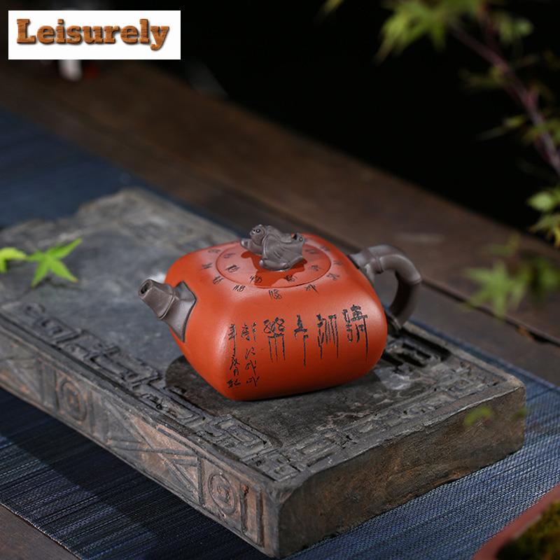 380 мл элегантные чайники из фиолетовой глины Исин, квадратный чайник ручной работы, чайник из сырой руды Циншуй, глиняный чайник с заварочным устройством, чайный сервиз Zisha