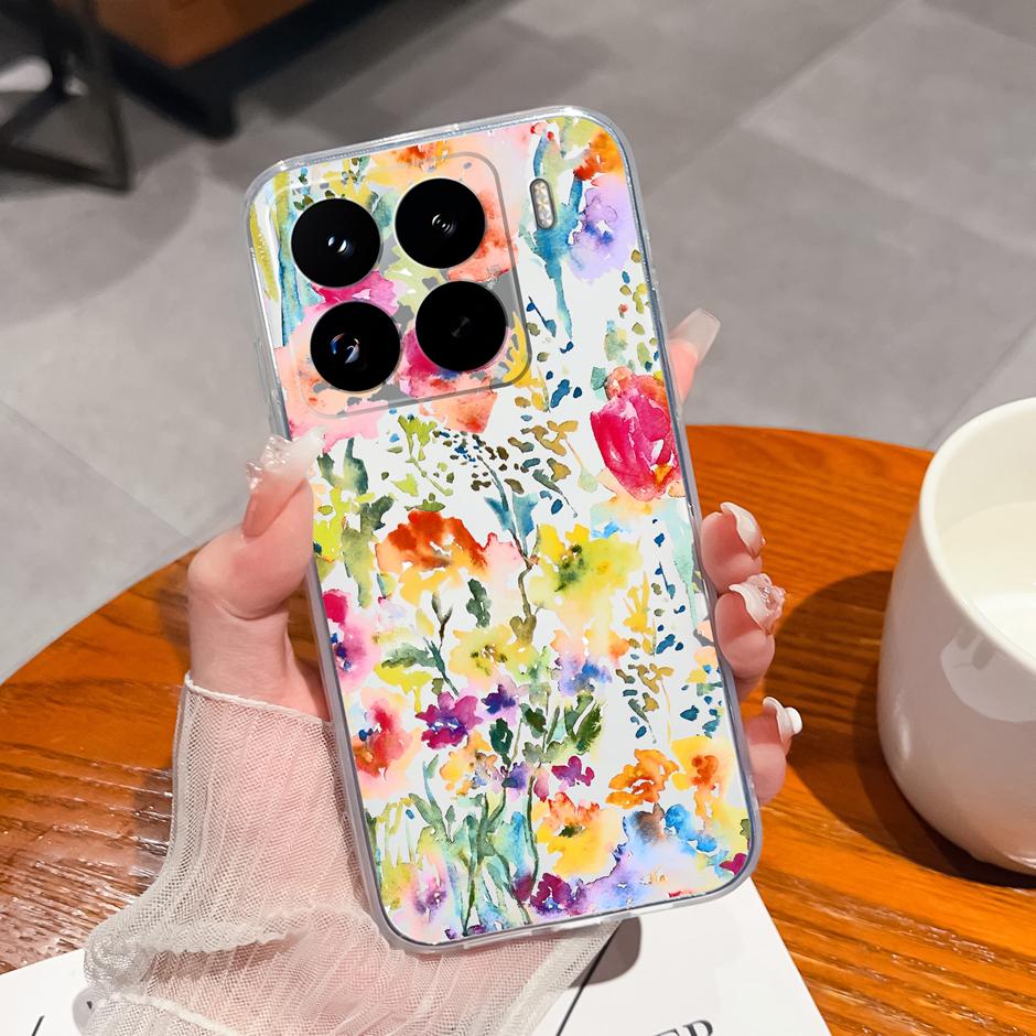 Cute Flower Case For Xiaomi 15 Pro Ultra Clear Soft Silicone Protective Bumper Cover For Xiaomi15Pro 15Ultra Anti Scratch Fundas
