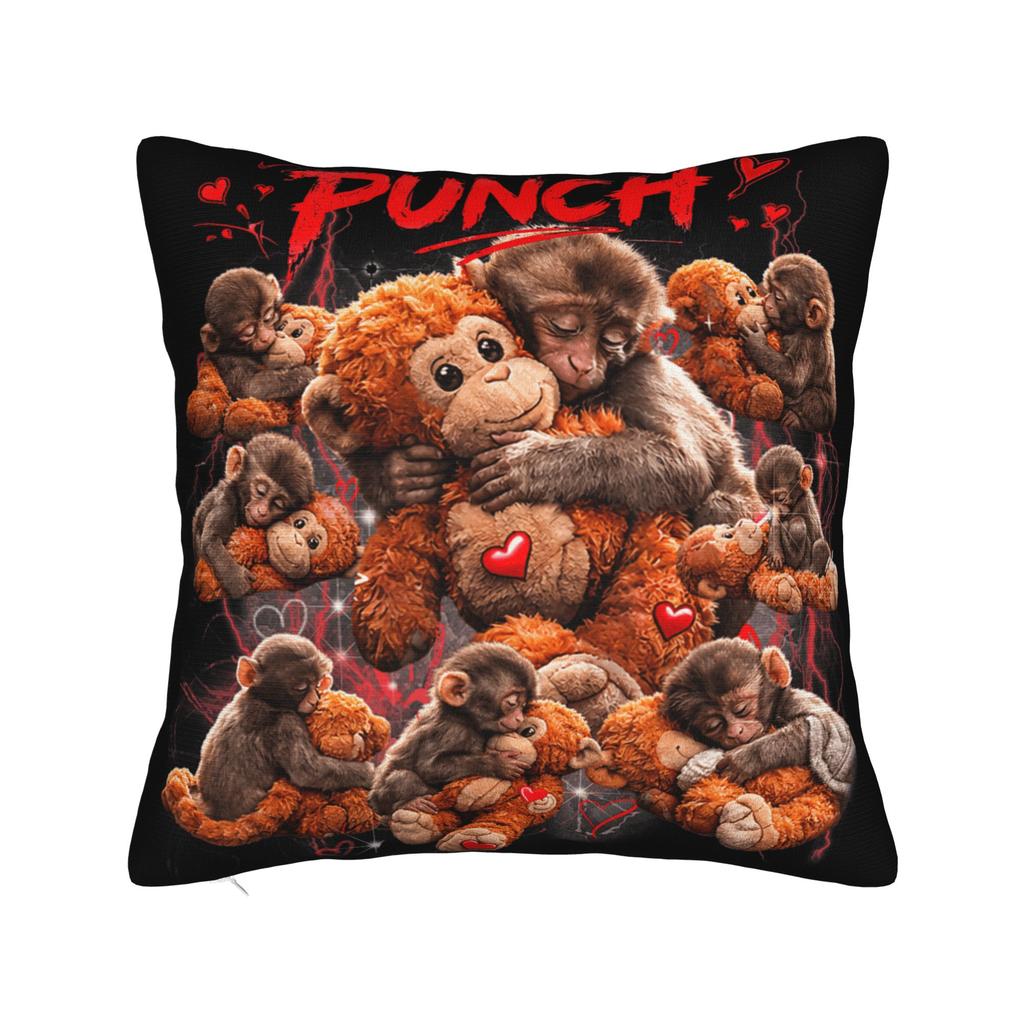 Cute Baby Monkey Named Punch Plush Hugging Pillow Case Print Pillow Cover For Wedding Party Home Decor Funny Pillowcases