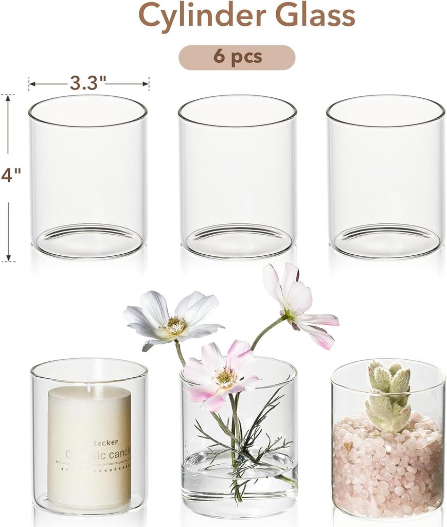 6 шт. стеклянных подсвечников в форме цилиндра Hurrican, набор плавающих свечей, гидропонная ваза для цветов, экологический резервуар, банка для хранения ювелирных изделий