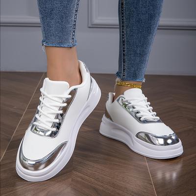 Женские повседневные кроссовки с пайетками, на шнуровке, легкие, с мягкой подошвой, для ходьбы, скейтбординга, удобные, с низким верхом