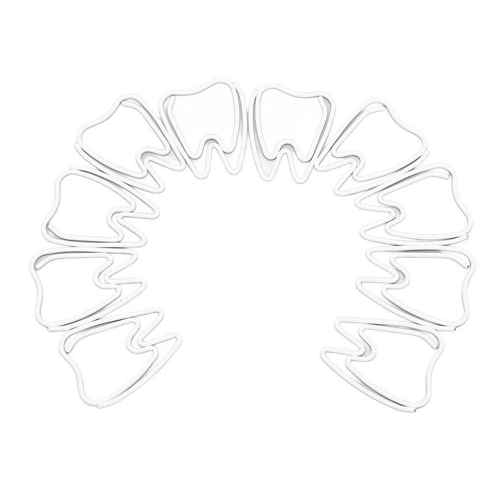 100pcs Paper Clips Cute Tooth Shape Rustproof Electroplated Metal Small Paper Clips for Office Schoo
