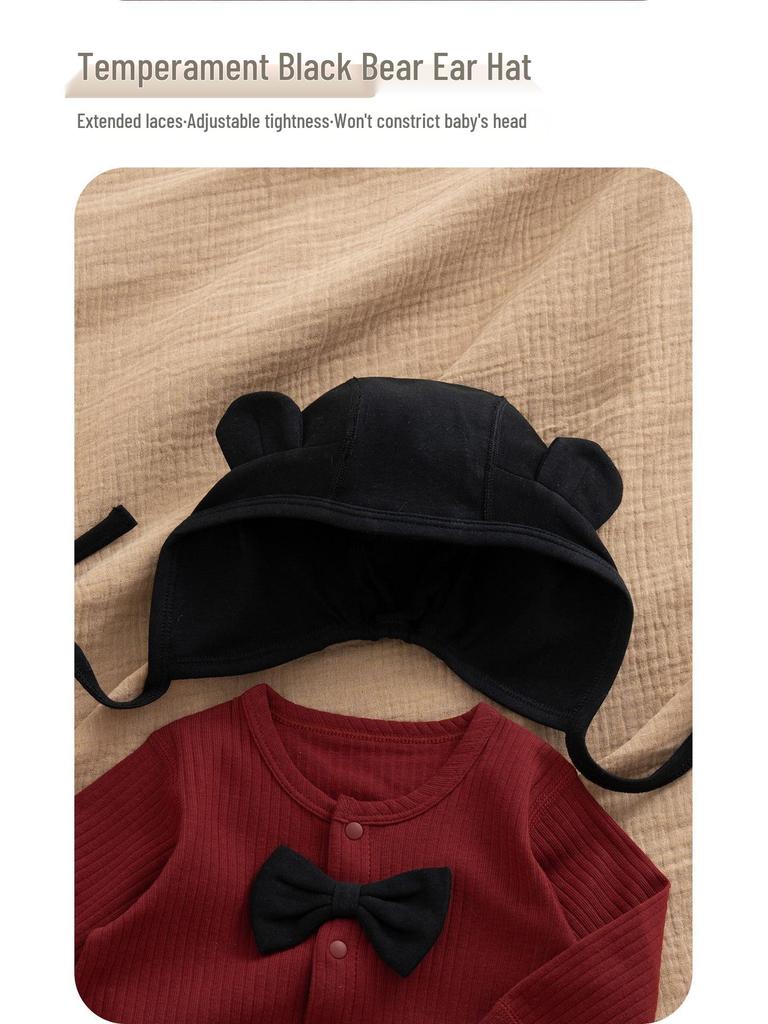 Unisex Red Baby Romper: 100 Days Full Moon Festive Outfit, Pure Cotton, Spring/Autumn, New Year Horse Theme.