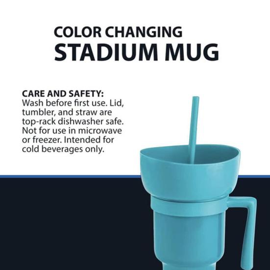 Чашка для попкорна Стадионный стакан с миской для закусок Чашка для закусок 2 в 1 с соломой Герметичная чашка для закусок Многоразовая чашка для попкорна для напитков в кино