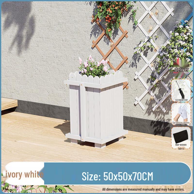 Outdoor Carbonized Solid Wood Planter Box