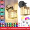 RGB Crystal Wall Light with Remote Control - Wireless, Battery-Powered, Suitable for Bedroom Bedside or Living Room.