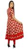 Bimba Womens Long Anarkali Kurta Kurti Half Sleeves Classic Red Dress Indian Fashion