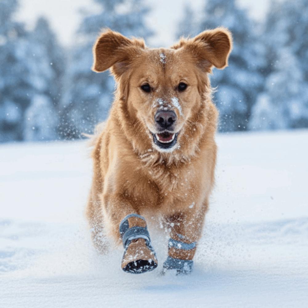 4pcs/set Fashion Warm Dog Cotton Shoes Thickened Reflection Dog Snow Boots Anti-Scratch Comfortable Anti-Slip Dog Shoes Outdoors