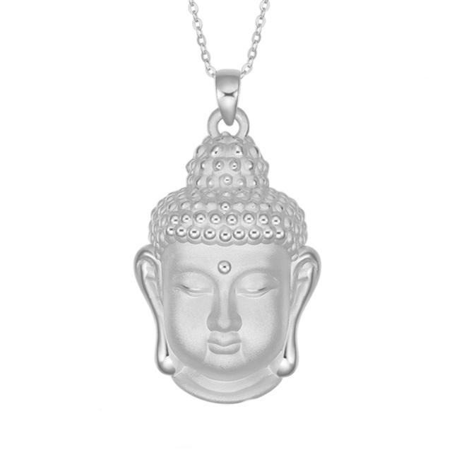 Креативный 3D кулон с головой Будды для вечерние аксессуары, этническое ожерелье Амитабха, 925 серебряная цепочка на ключицы, женские ювелирные изделия