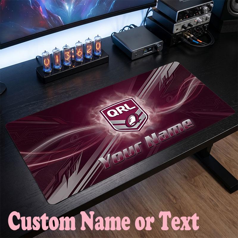 Queensland Maroons Customized Name Text Mouse Pad, Large Desk Mouse Mat Personalized Home Office Present