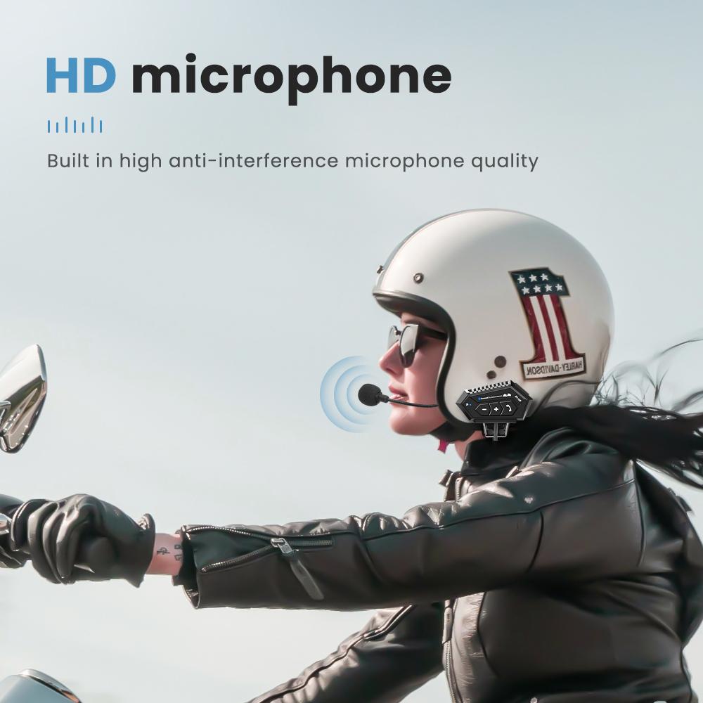 BT-12B Мотоциклетный шлем Интерком Bluetooth 5.0 + CSR Гарнитура 2000 мАч Аккумулятор Громкая связь для полного/половина лица шлема для езды на велосипеде Общение Воспроизведение музыки