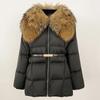 OFTBUY Зимняя куртка женская Натуральный мех енота воротник пояс Толстый теплый утиный пух пальто Съемная верхняя одежда Уличная одежда Повседневная
