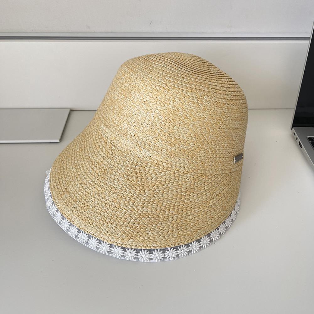 Daisy Lace Straw Hat UV Protection Sunscreen Hat Simple Lafite Hat  Travel