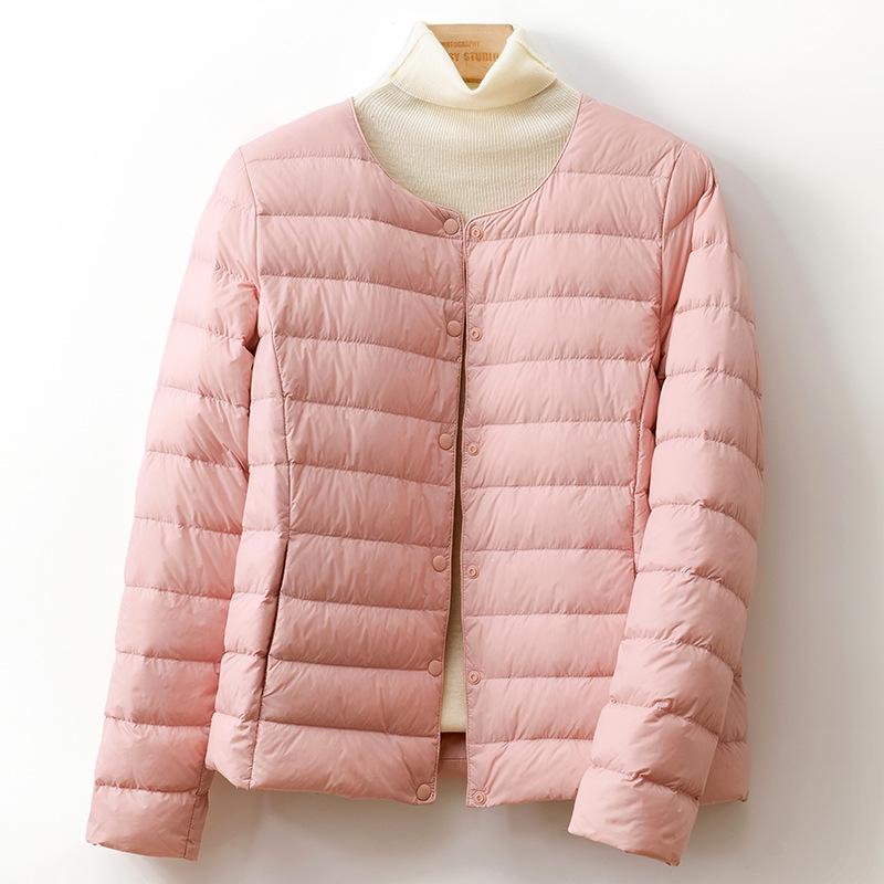 2026 Autumn/Winter Lightweight Collarless Down Jacket - 90% Down, Short Round Neck