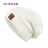 SOMALER Зимние шапки с напуском для женщин, модная вязаная шапка с капюшоном, модная вязаная шапка с логотипом, уличные лыжные шапки