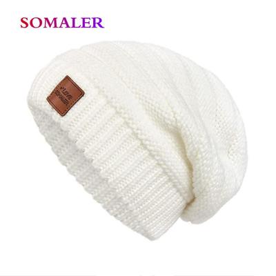 SOMALER Зимние шапки с напуском для женщин, модная вязаная шапка с капюшоном, модная вязаная шапка с логотипом, уличные лыжные шапки