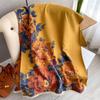 New Red Peony Flower Imitation Cashmere Scarf Women's Short Fringed Gold Shawl Gift Box Cover for Elderly Mothers