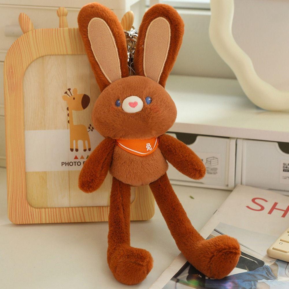 Pull Handle Rabbit Bunny Plush Keychain Pulling Ears Rabbit Plush Doll Keyring  Jewelry Accessories