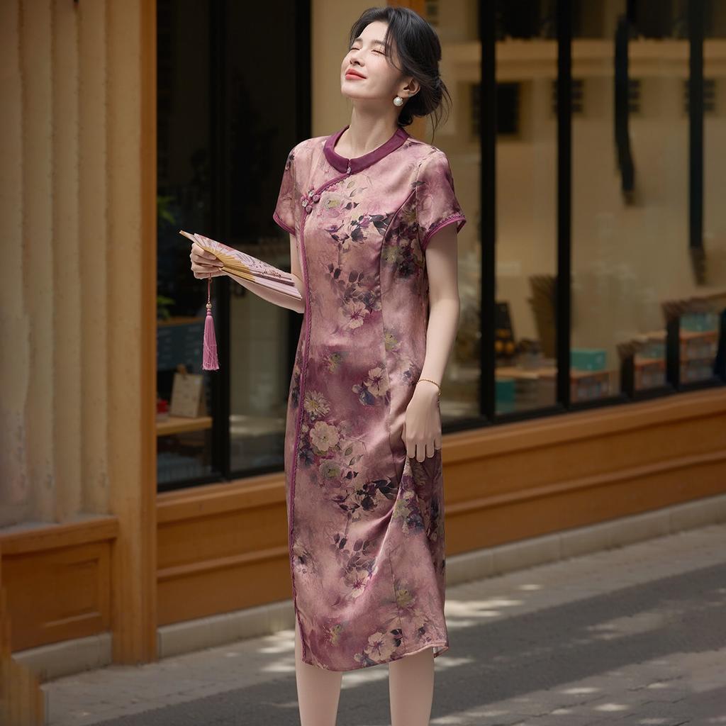 Elegant temperament, Chinese style women's cheongsam dress, high-quality summer women's dress, casual versatile women's dress