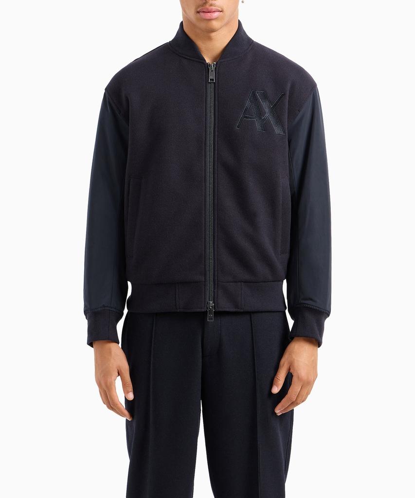 Armani Exchange Men'S Embroidered Logo Two-Way Zip-Up Blouson_Navy A414310018