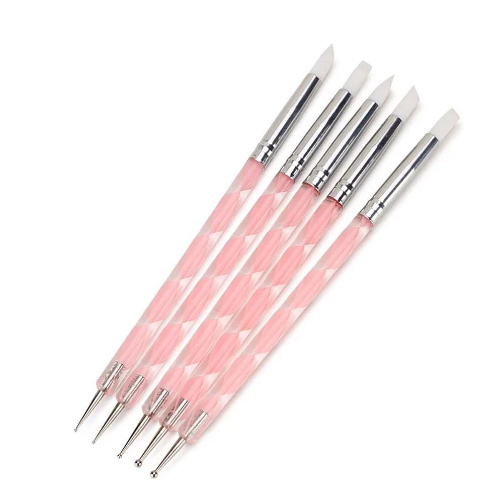 5Pcs/Set Stainless Steel Nail Art Pen 2 Ways Dotting Tool Durable Marbleizing Painting Pens