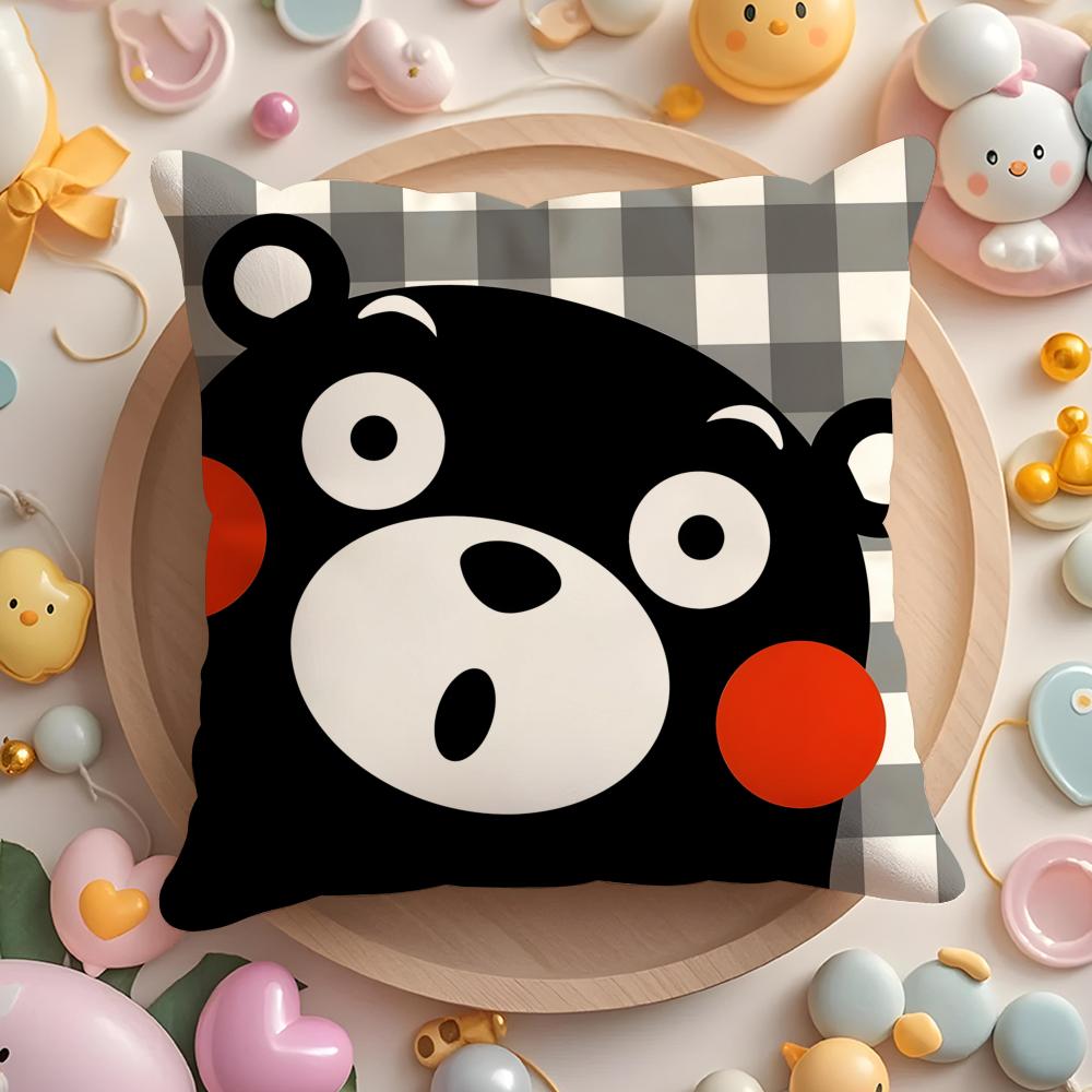 Cute K-kumamonS Cushion Cover Home & Car Multi-Scene Pillow Cover - Reversible, Soft & Durable for Daily Use