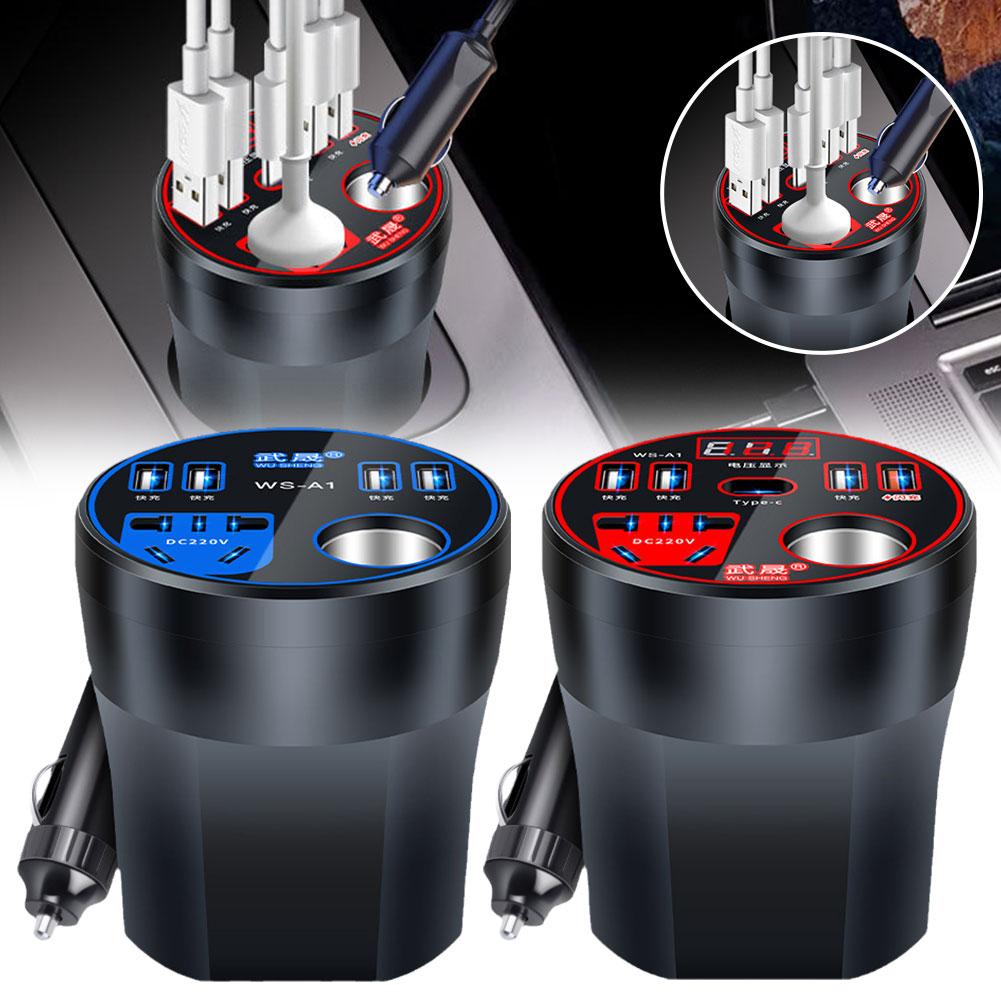 Car Power Inverter 200W Led Display 3 USB Ports + Cigarette Lighter QC3.0 Inverter Car Charger For Phone Electronic Device R4X9