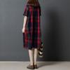 2025 лето новый свободный большой размер женская мода клетчатая рубашка юбка средняя и длинная с короткими рукавами платье женщины