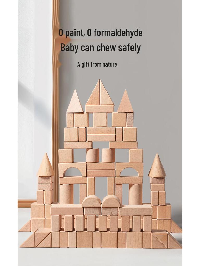 Colored Wooden Blocks - Educational Assembling Toy for Toddlers