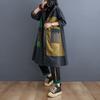 Women Modis Print Patchwork Ladies Windbreaks Oversized Autumn Denim Long Hoodies Trench Coat Casual Loose Woman Trench