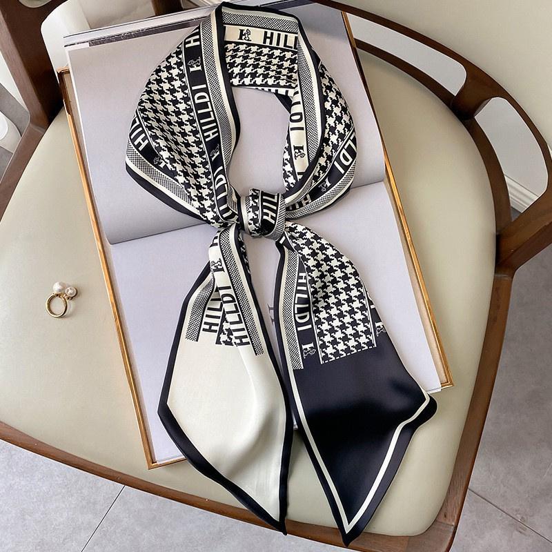 Тонкий и узкий шелковый шарф в стиле ретро, ​​женский декоративный остроконечный шарф, сумка-перевязка, пояс для волос, лента, шарф