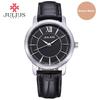 Julius Watch Woman Elegant Round Case Leather Strap Simple Silver Rose Gold Blue Geneva Business ladies Whatch Clock JA-808
