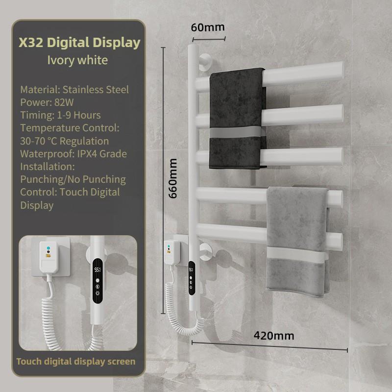 Электрическая вешалка для полотенец для ванной комнаты WiFi Интеллектуальная Постоянная Температура Сушка Полотенцесушитель Нержавеющая Сталь Поворотная Стойка для Хранения Полотенец