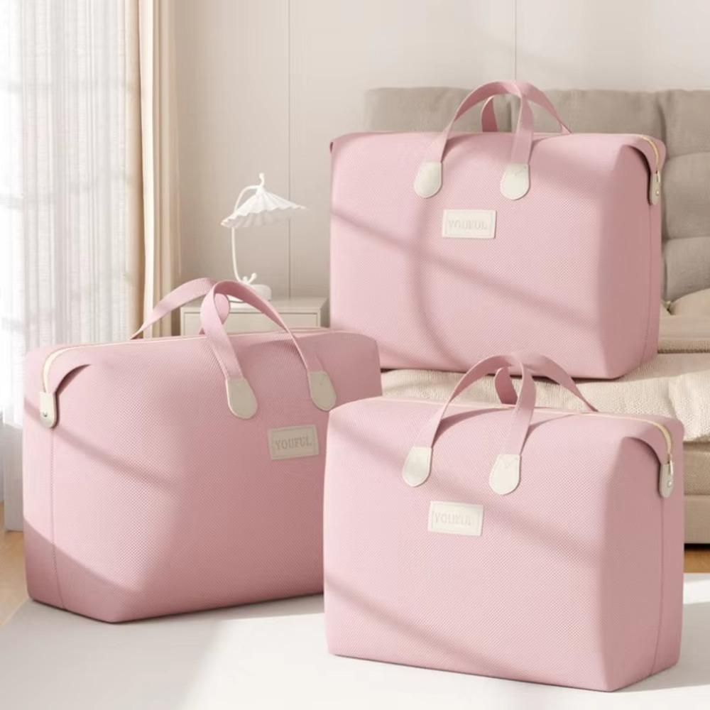 Pink Clothes Quilt Organizer Bag Large Capacity Weekend Travel Bag Durable Duffel Bag