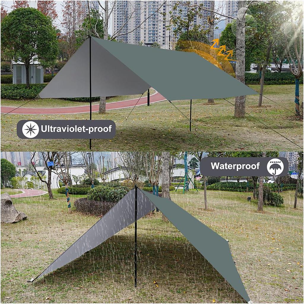 Outdoor Camping Tarp, Camping Tarpaulin Awning, Lightweight UV Resistant and PU 3000mm Waterproof Rainproof Tarpaulin Shelter