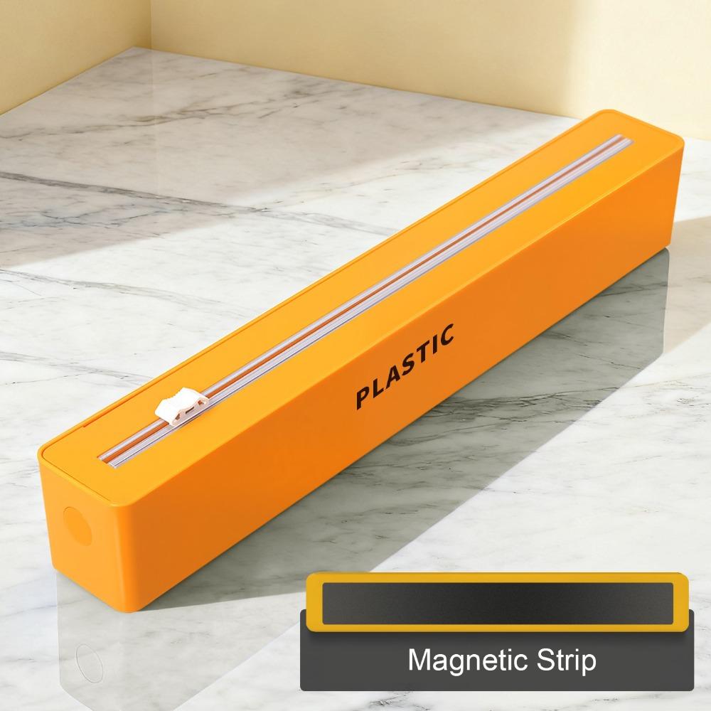 Solid Color Magnetic Cling Film Cutting Box with Slide Cutter Plastic Wrap Dispenser Refrigerator