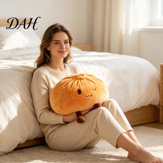 Decorative Bedding Accessories Cute Dumpling Plush Pillow, Funny Bun Stuffed Animal Toy, Soft PP Cotton Pillow Filled Food Cushion for Kids Room Sofa