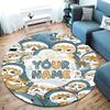 Penguin Cats Adventure Custom Name Round Area Rug Carpet Rug For Living Room Bedroom Sofa Playroom Decor Nonslip Floor Mat