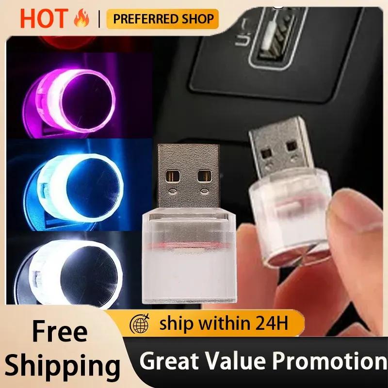 1pcs Car Mini USB Lights LED Decorative Lights, Atmosphere Lights Car PC Computer Portable Lights, Plug And Play Without Battery