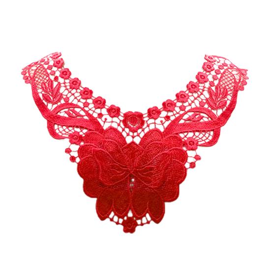 Женский кружевной воротник с вышитыми цветами, аппликациями, цветным кружевным вырезом для самостоятельного шитья, свадебного платья на Хэллоуин, косплея