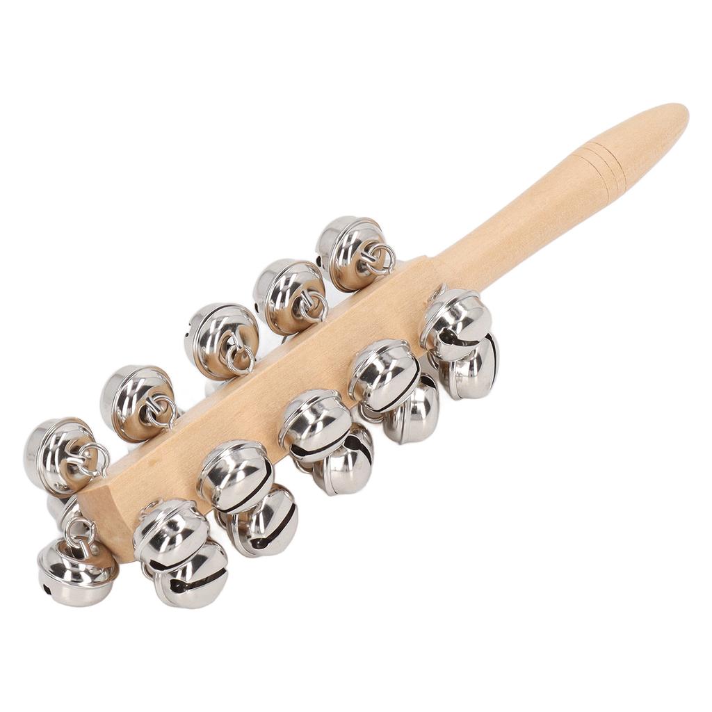 Wooden Rattles Sleigh Bell Stick Cognitive Training Clear Sound Birch Handle Bell Stick