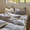 Ins Solid Milk Velvet Four Piece Lace Coral Velvet Quilt Cover Thickened Warm Bed Sheet Flannel Bedding