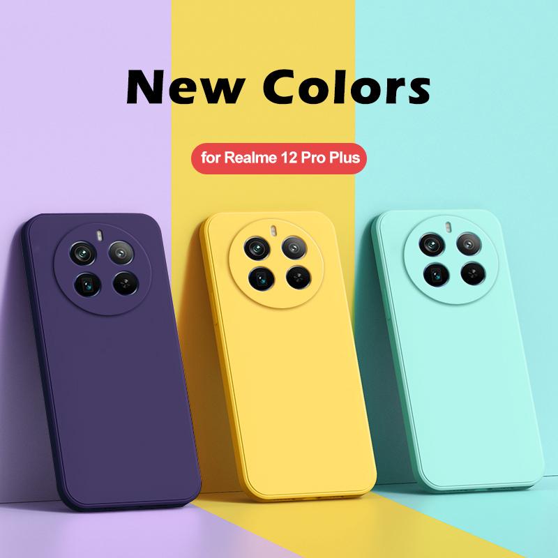 Чехол для Realme 12 Pro Plus Чехол Квадратный Жидкий Силикон Чехлы для Телефона Для Realme 12 Realme12 Pro+ Pro Plus Ударопрочный Мягкий Чехол