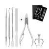 Stainless Steel Nail Care Set: Clipper, File, Cuticle Nipper, Ingrown Corrector, Pliers, Knife