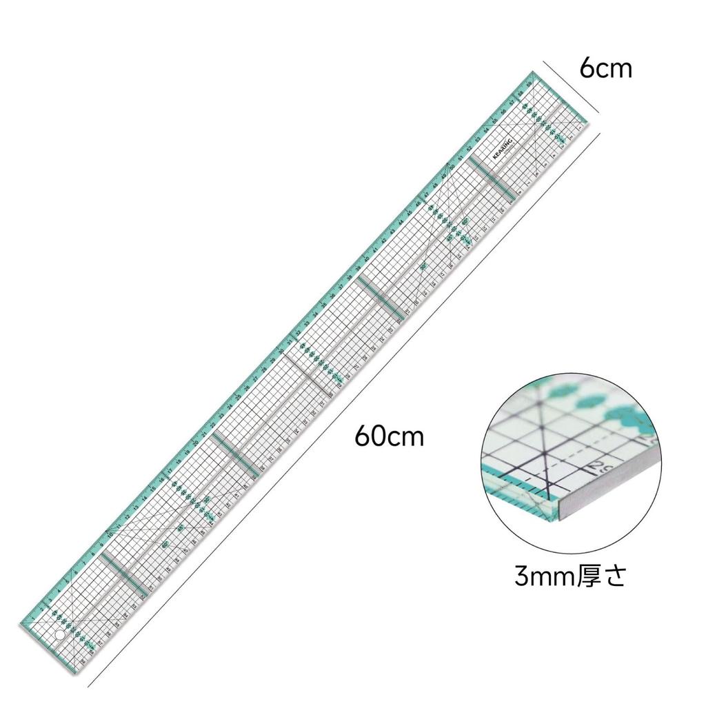 KEARING Metal Edged Patchwork Quilting Ruler 60cm for and Sewing - Patchwork, Quilting,